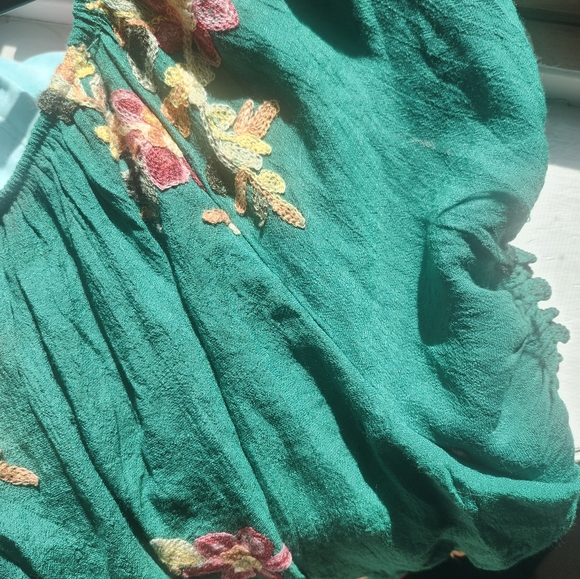 Anthropologie Size 2X Kindred green floral embroidery maxi dress - Picture 8 of 11